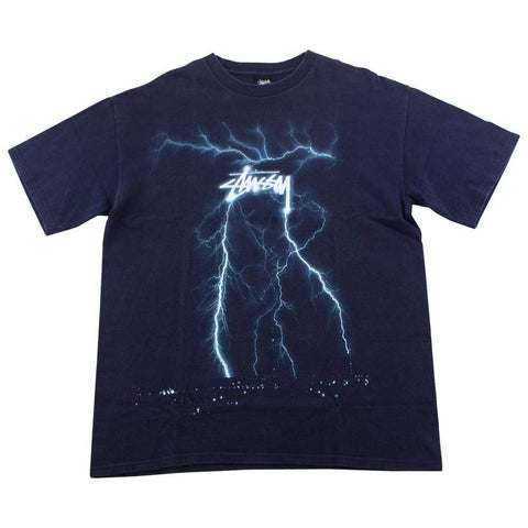 T-shirt Stussy Lightning Logo Bleu marine