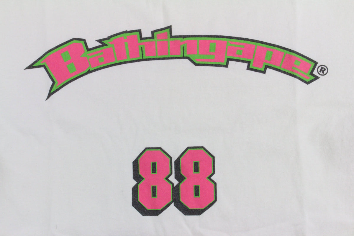 Bape Pink & Green 88 Tee White - SaruGeneral