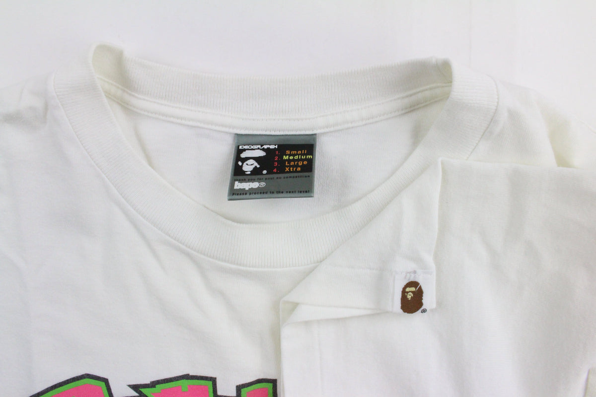Bape Pink & Green 88 Tee White - SaruGeneral