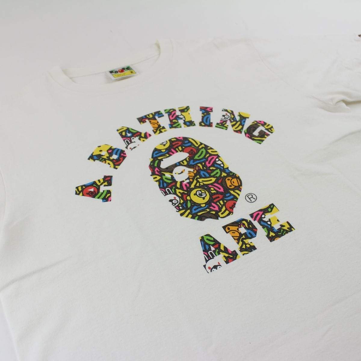Bape Baby Milo Banana Camo College Logo Tee White - SaruGeneral