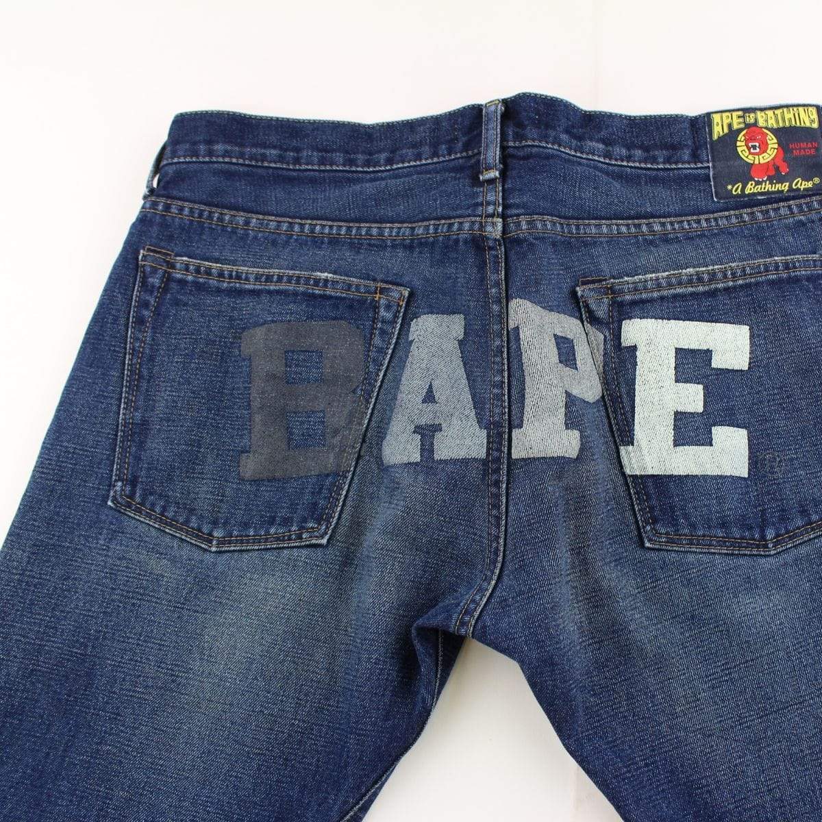 Bape Text Denim Jeans - SaruGeneral