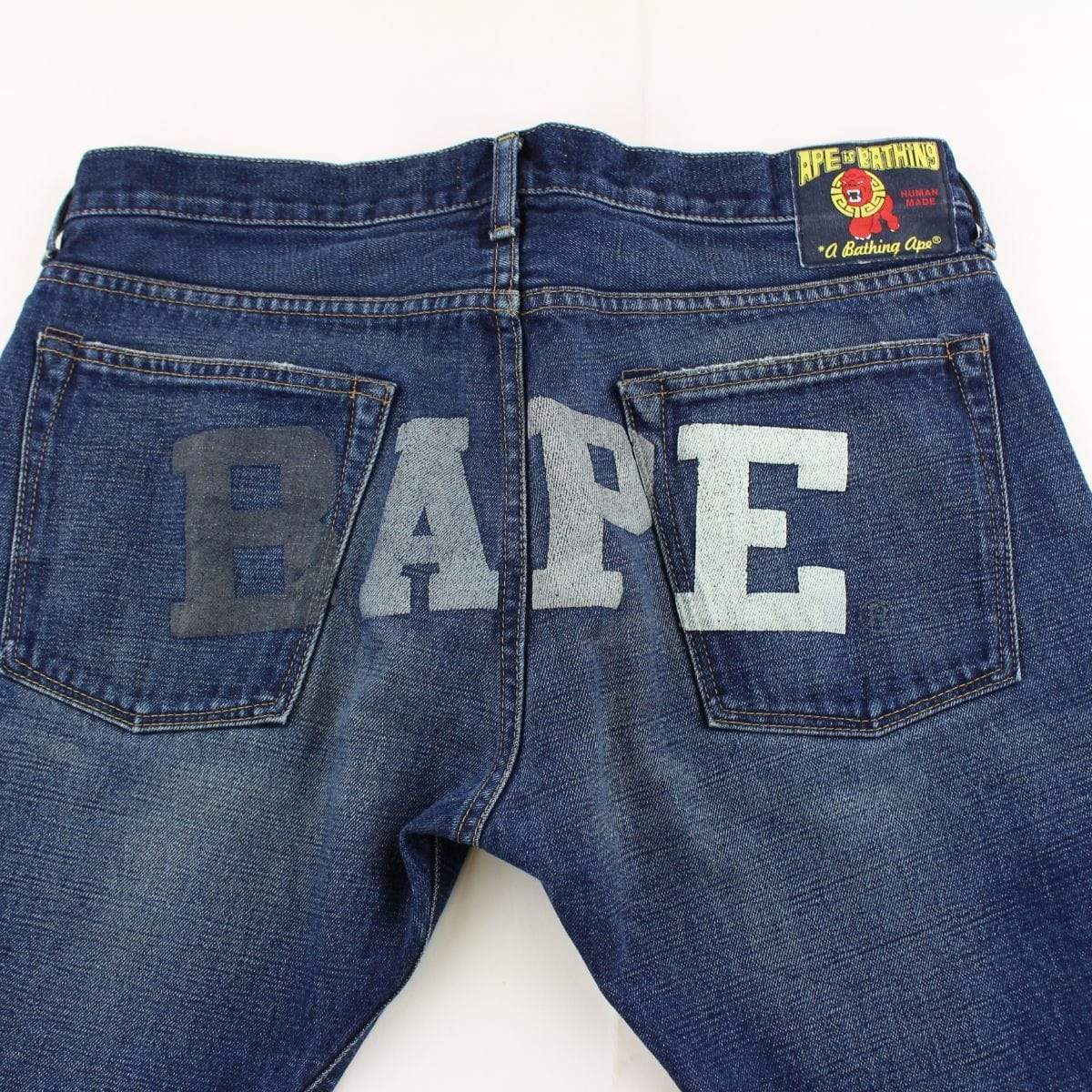 Bape Text Denim Jeans - SaruGeneral