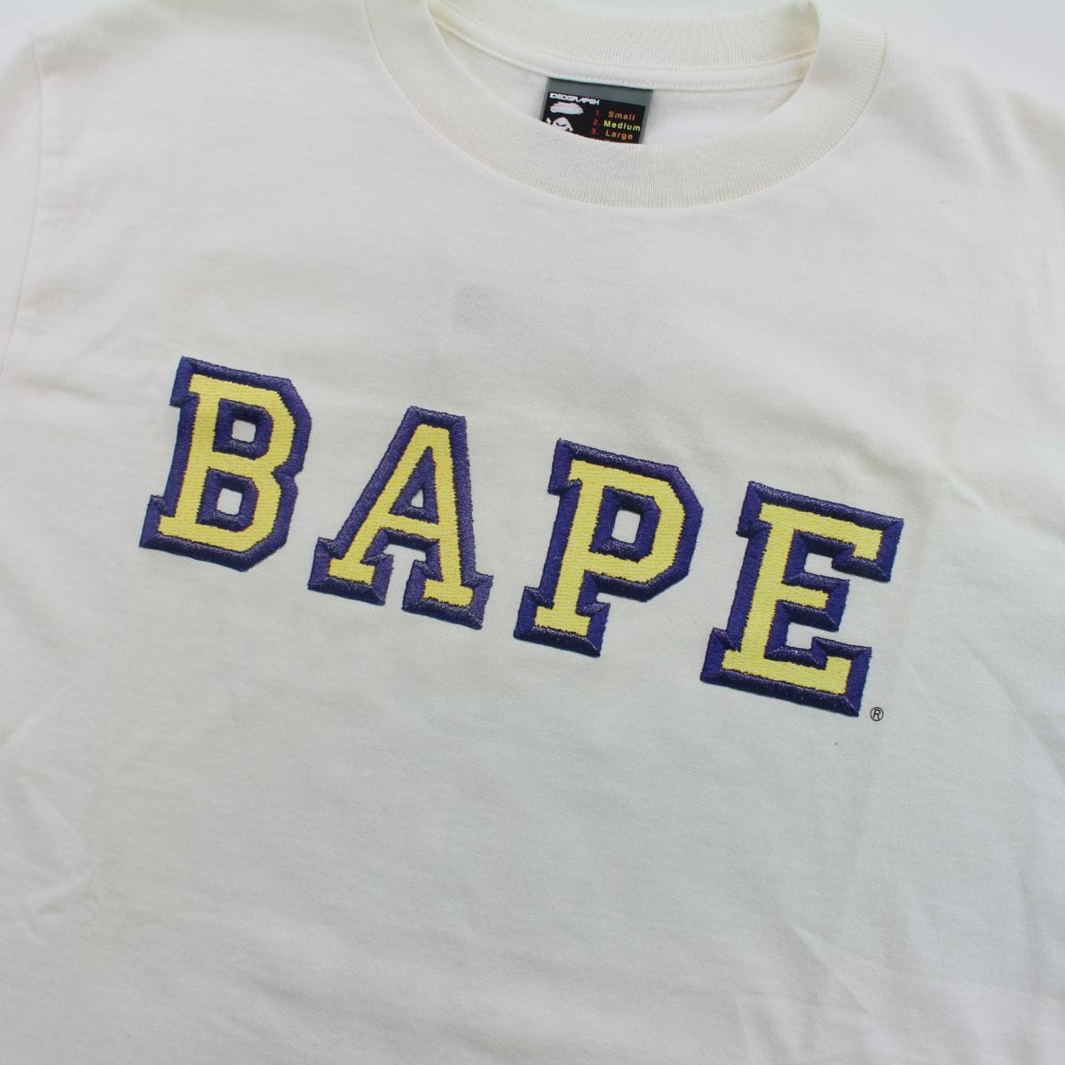 bape blue outline gradient text tee - SaruGeneral