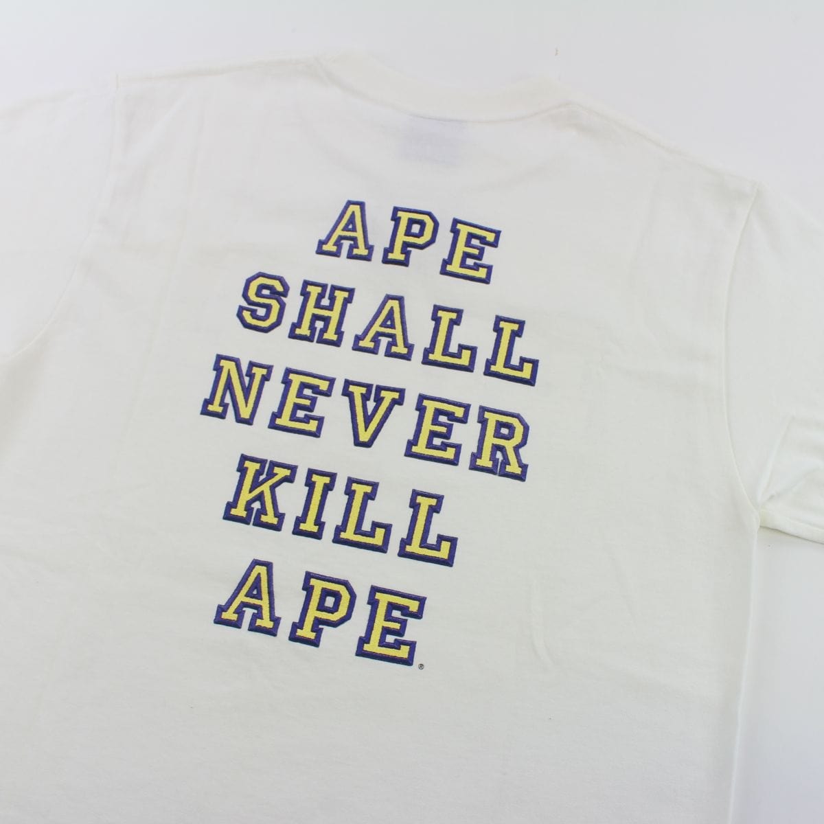 bape blue outline gradient text tee - SaruGeneral