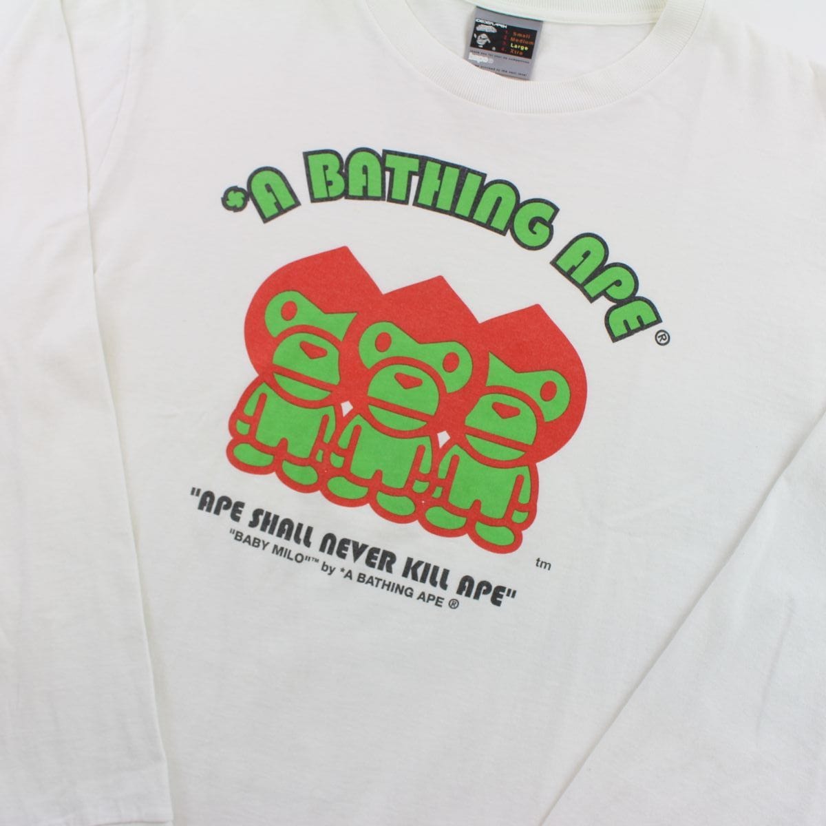 bape three green red milo ls white - SaruGeneral