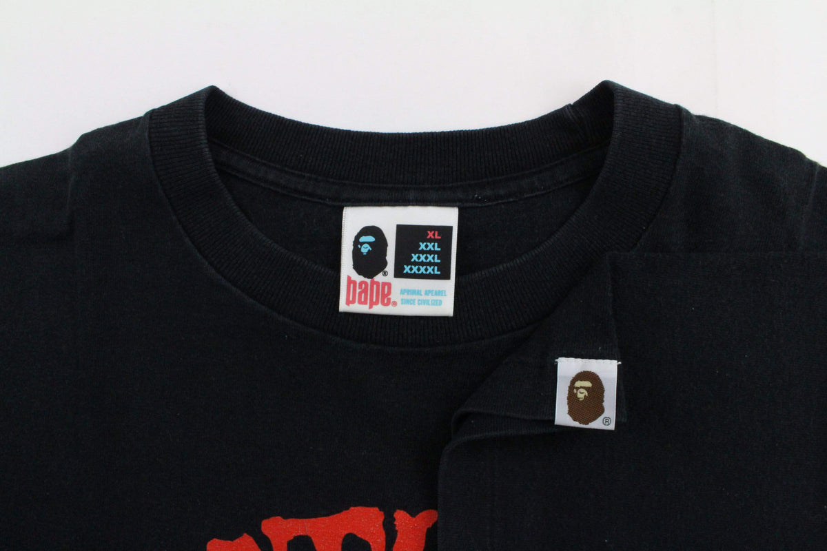 Bape Red Dracula College Logo Tee Black - SaruGeneral