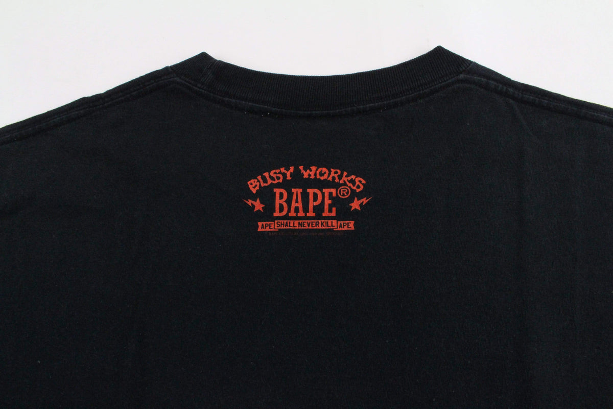 Bape Red Dracula College Logo Tee Black - SaruGeneral