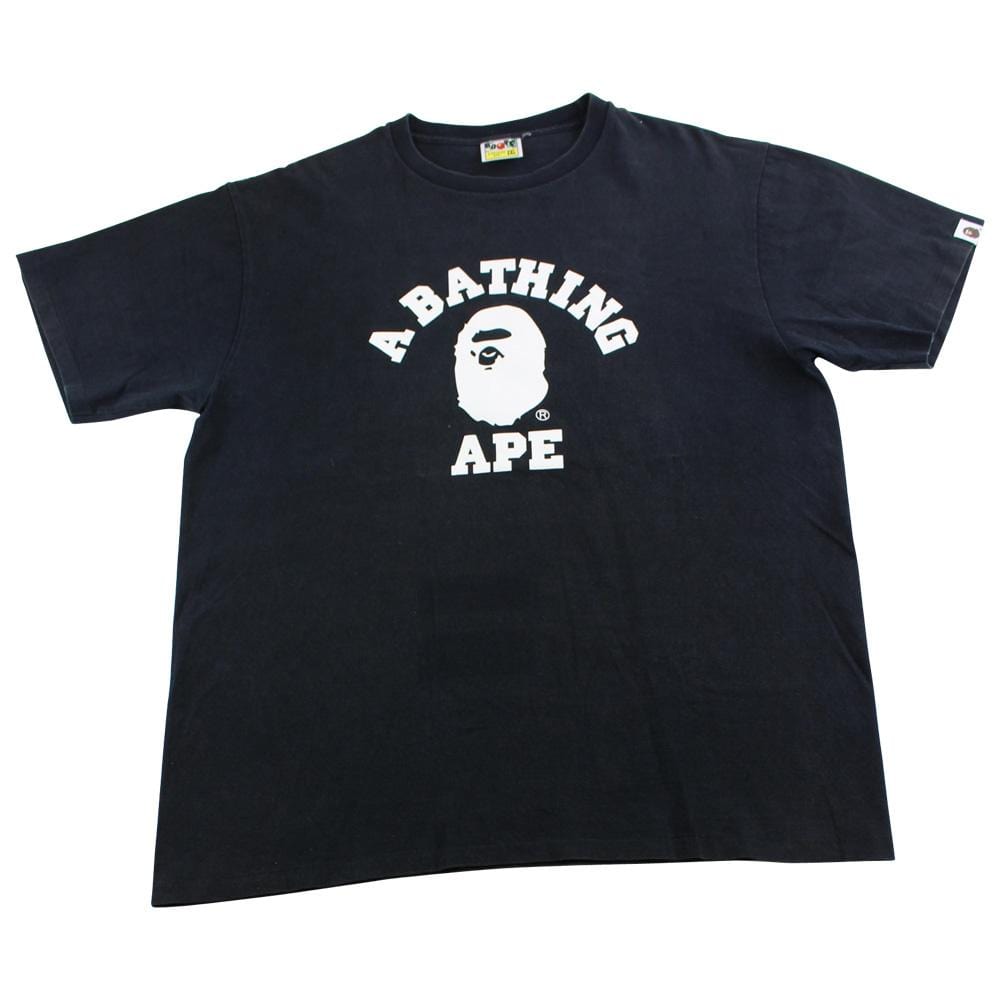 Bape White College Logo Tee Black - SaruGeneral
