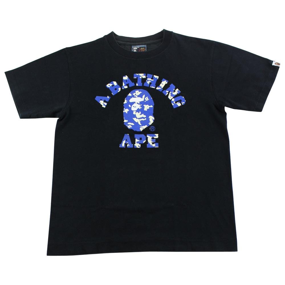 Bape Blue Digi Camo College Logo Tee Black - SaruGeneral
