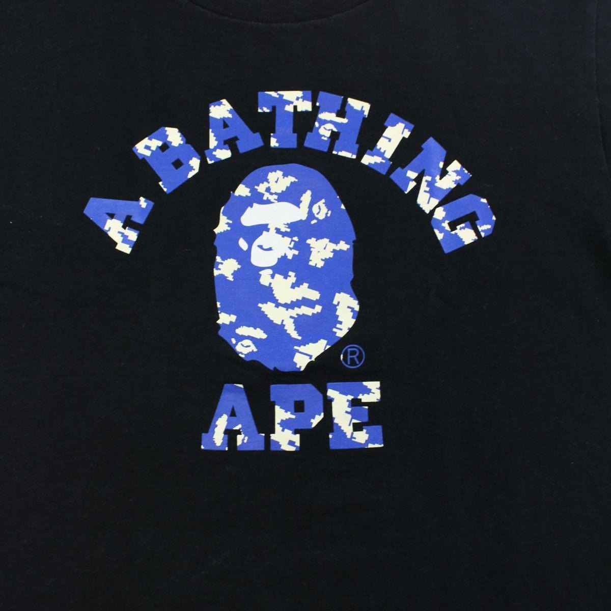 Bape Blue Digi Camo College Logo Tee Black - SaruGeneral