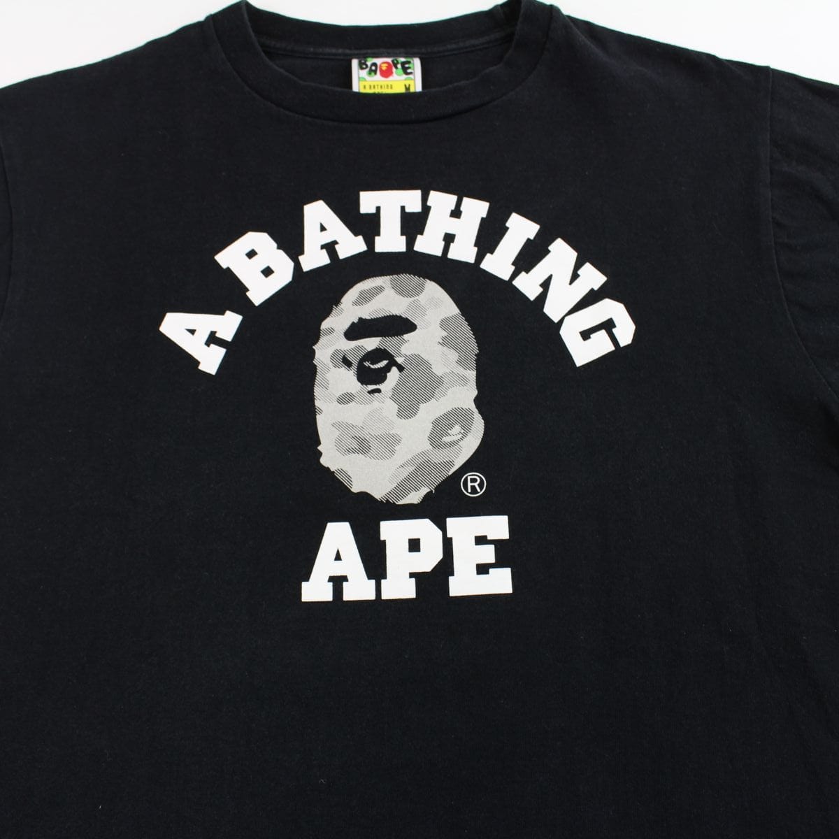Bape White/Grey Camo College Logo Tee Black - SaruGeneral