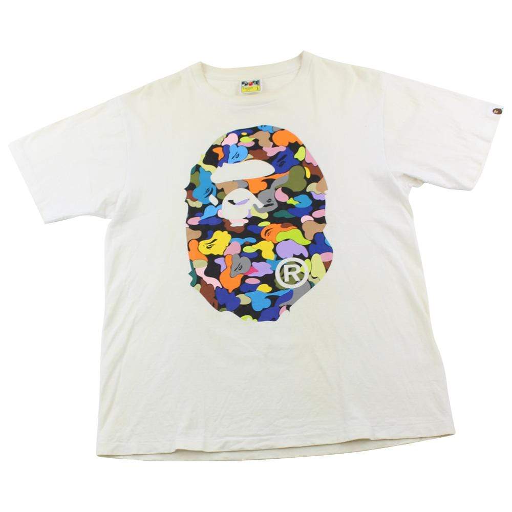 Bape Multi Camo Big Ape Logo Tee White - SaruGeneral