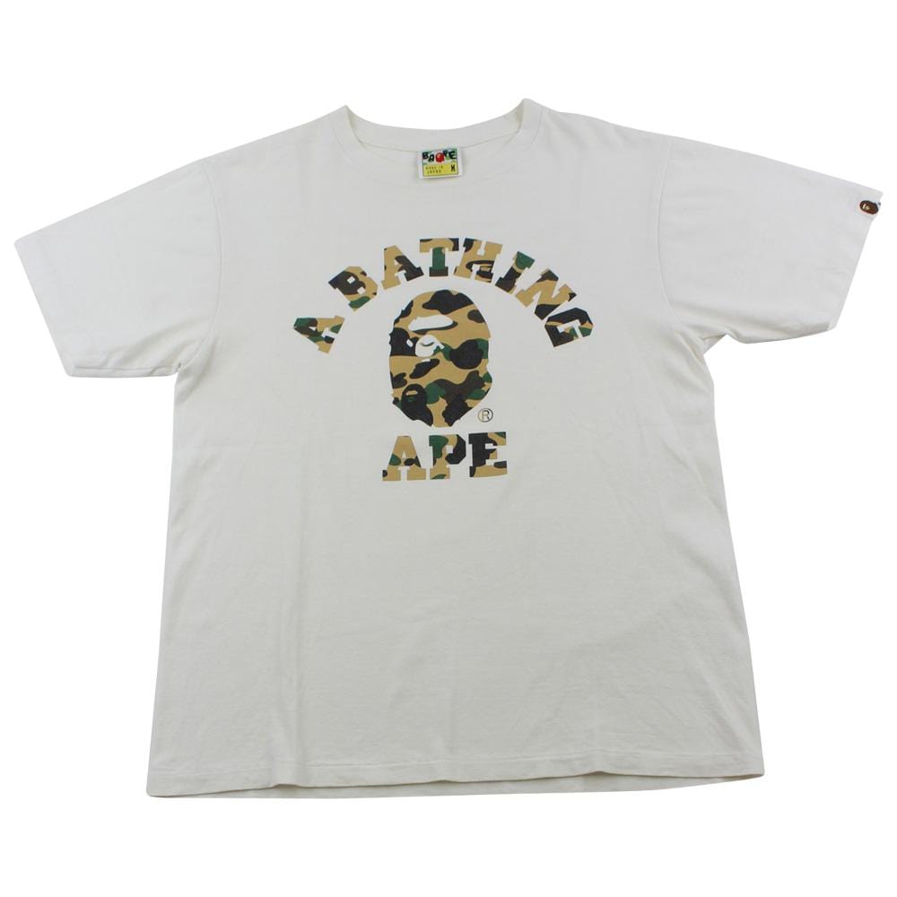 Bape 1st Yellow Camo College Logo Tee White - SaruGeneral