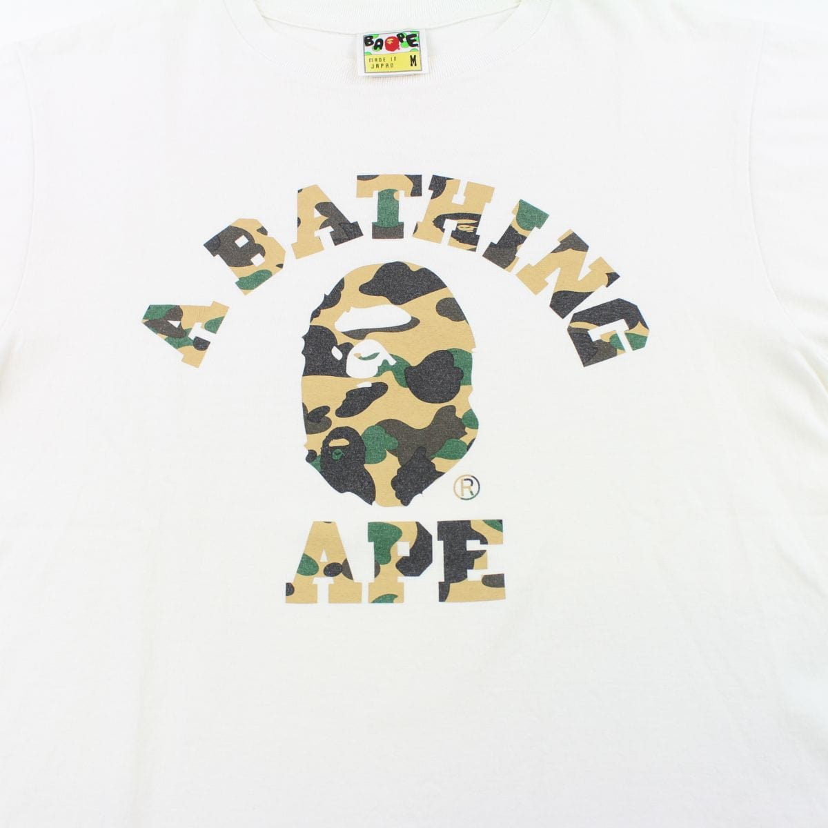 Bape 1st Yellow Camo College Logo Tee White - SaruGeneral