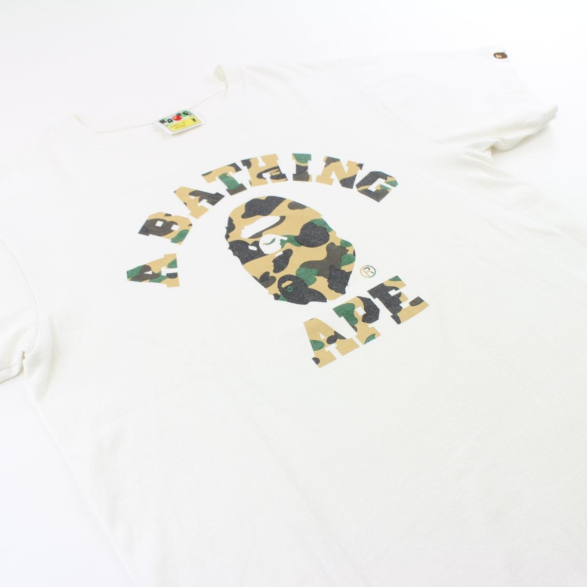 Bape 1st Yellow Camo College Logo Tee White - SaruGeneral