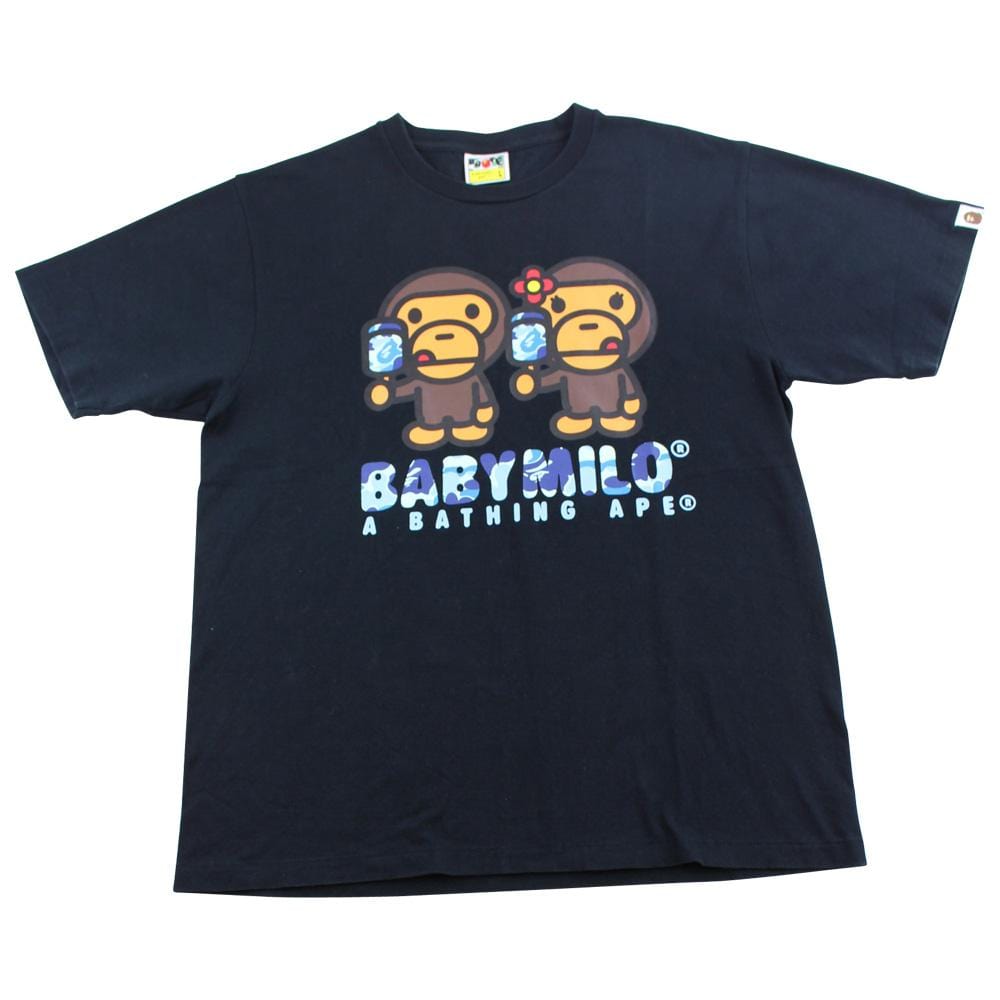 Bape Baby Milo Blue Camo Lollipop Tee Black - SaruGeneral