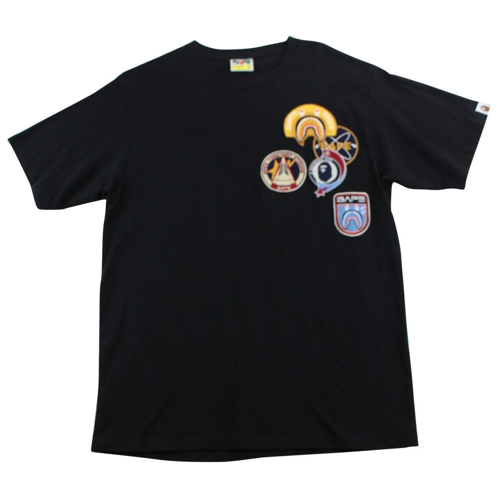 Bape Space Cadets Patches Logo Tee Black - SaruGeneral