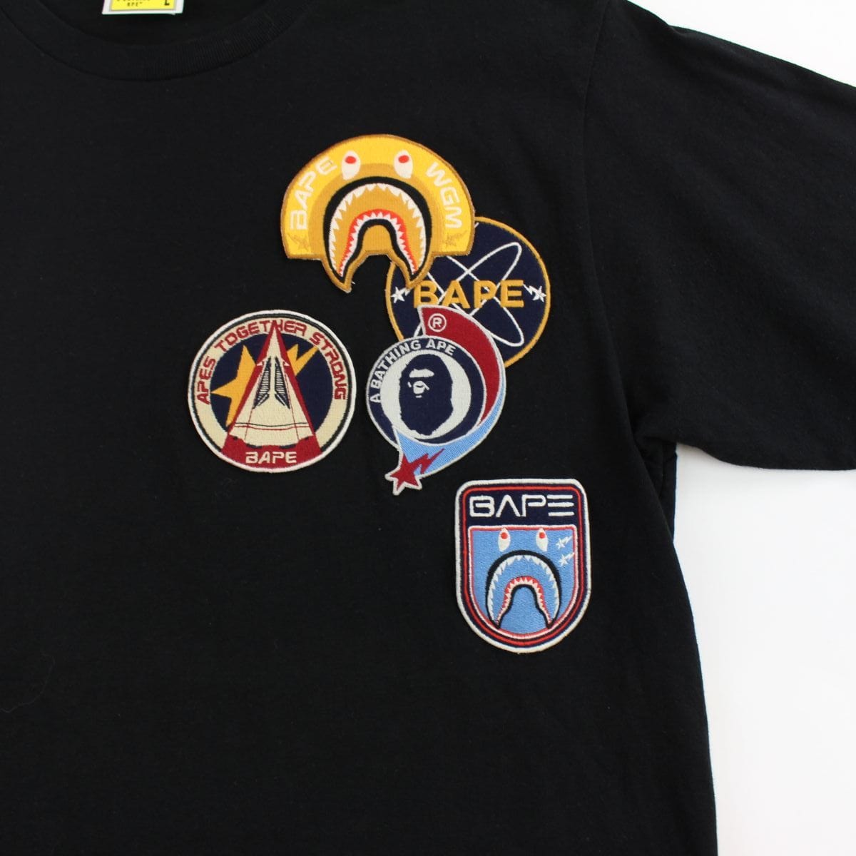 Bape Space Cadets Patches Logo Tee Black - SaruGeneral
