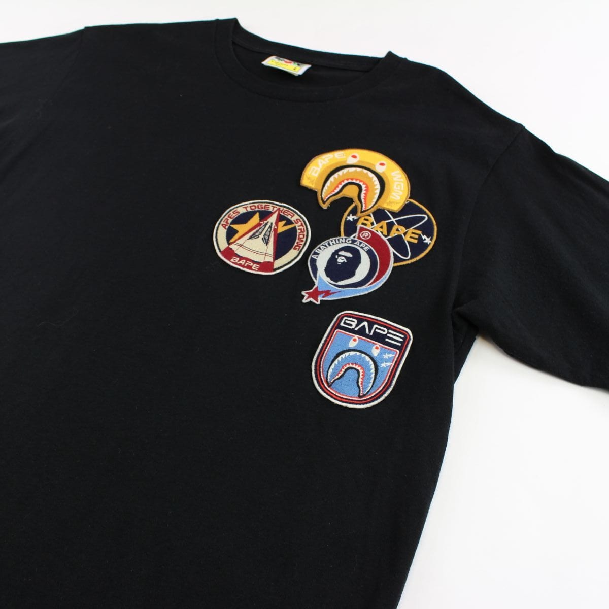 Bape Space Cadets Patches Logo Tee Black - SaruGeneral