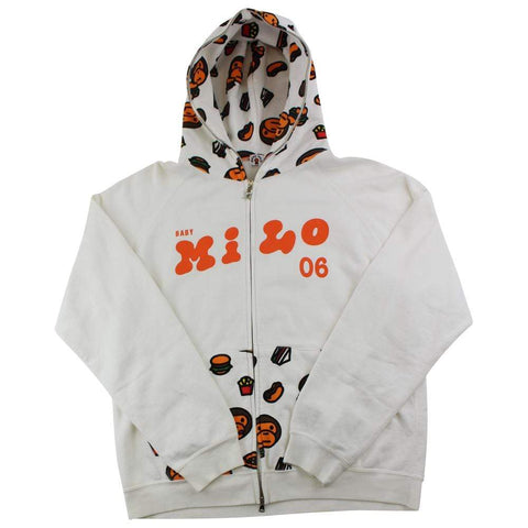 Sweat à capuche zippé Bape Baby Milo Food blanc