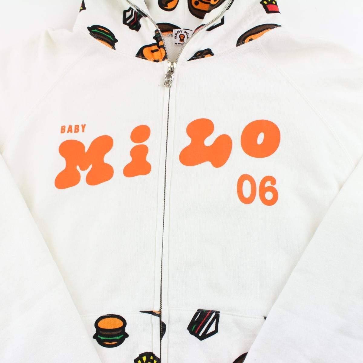 Bape Baby Milo Food Fullzip Hoodie White - SaruGeneral
