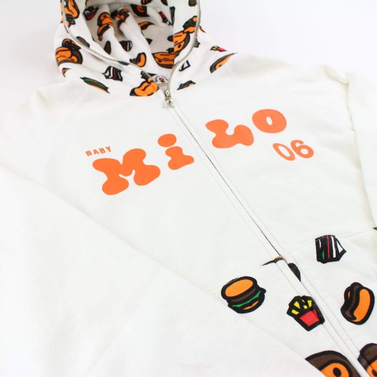 Bape Baby Milo Food Fullzip Hoodie White - SaruGeneral