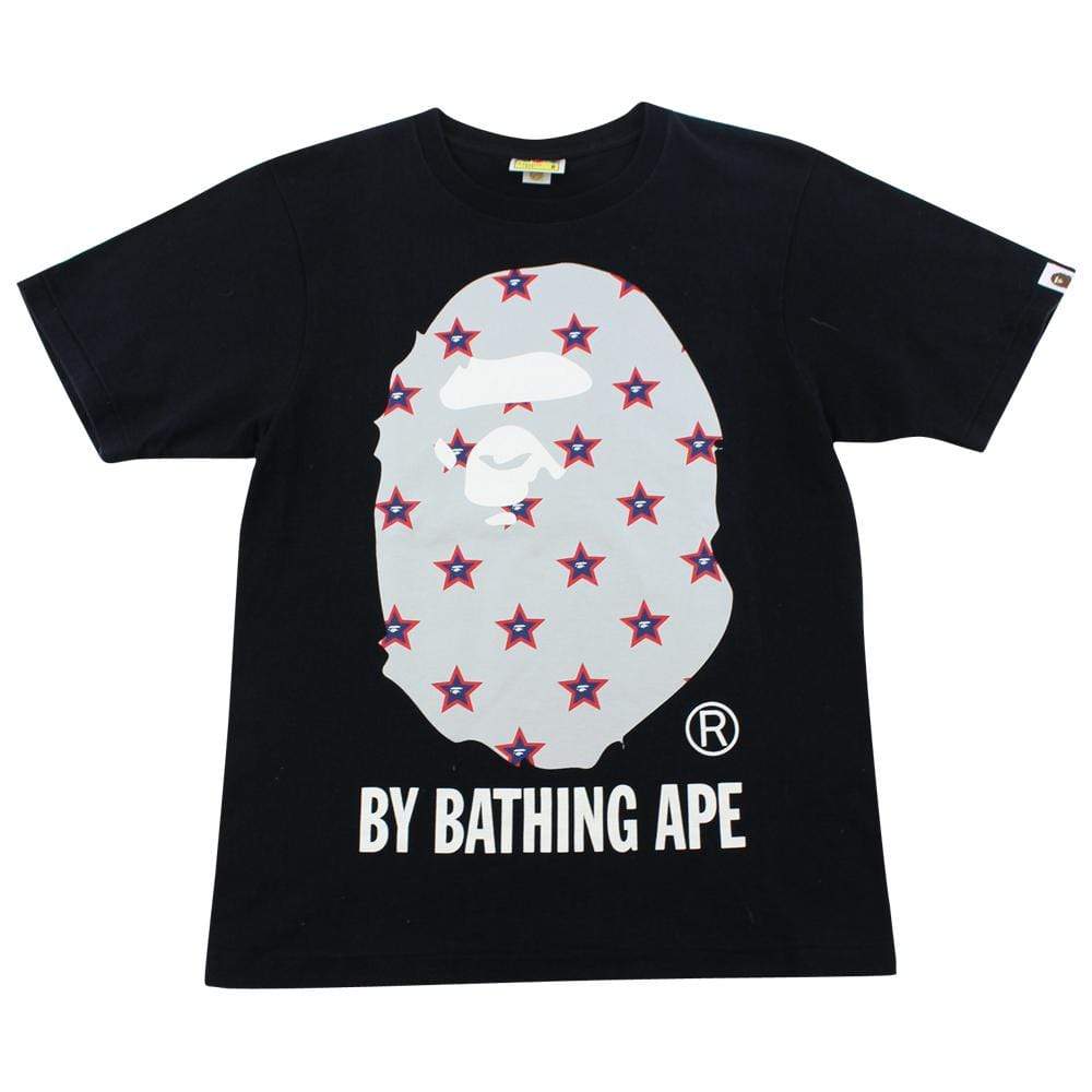 Bape Stars Grey Big Ape Logo Tee Black - SaruGeneral