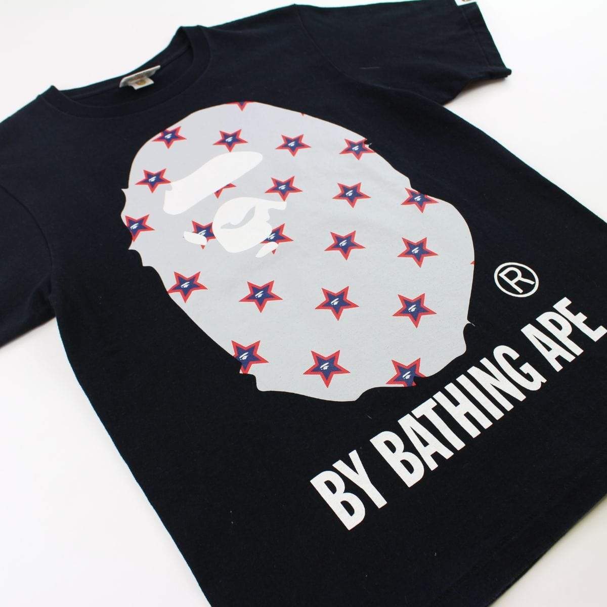 Bape Stars Grey Big Ape Logo Tee Black - SaruGeneral