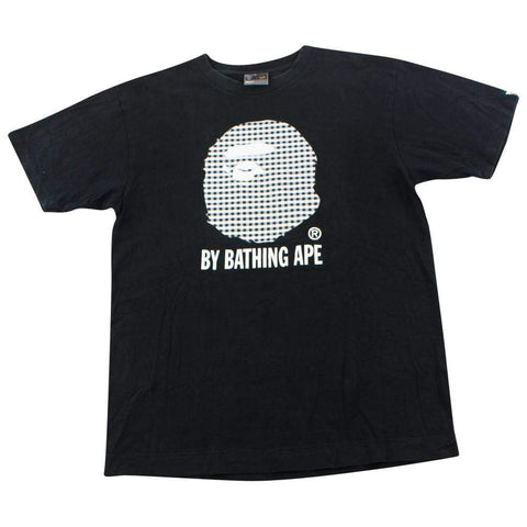 T-shirt Bape à carreaux noirs avec logo Big Ape