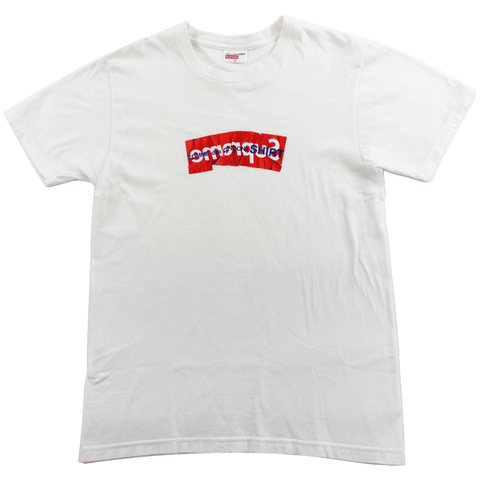 T-shirt Supreme CDG Crinkle Box Logo Blanc