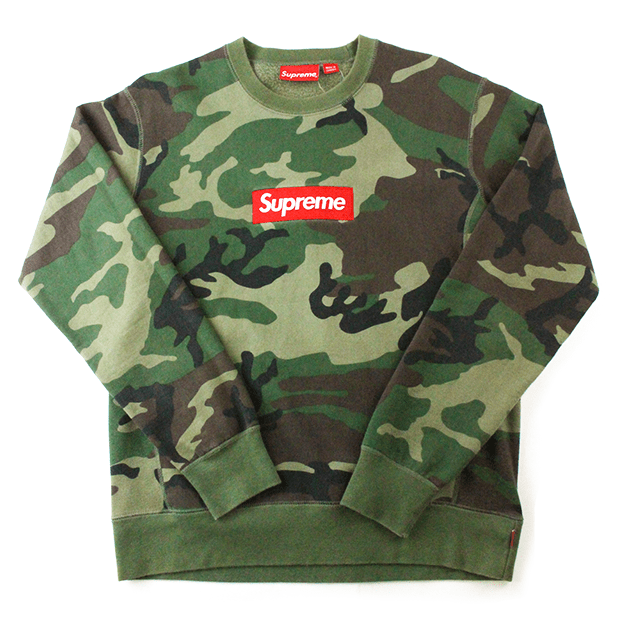 Supreme Red Box Logo Woodland Camo Crewneck 2015 - SaruGeneral