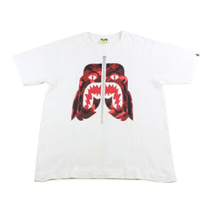 Bape Red Camo Tiger Shark Face Tee White