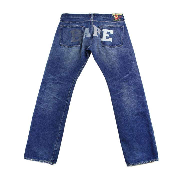 Bape Text Denim Jeans - SaruGeneral