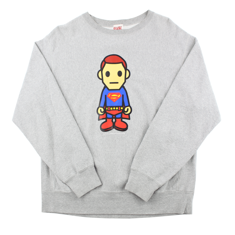 Bape x DC Comics Superman Crewneck Grey - SaruGeneral