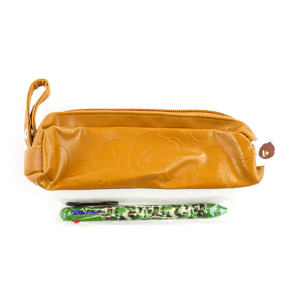 Bape Brown Leather Pencil Case - SaruGeneral