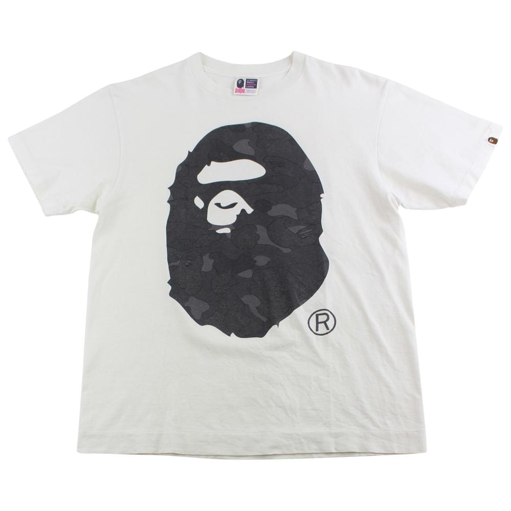 Bape Black Camo Big Ape Logo Tee White - SaruGeneral