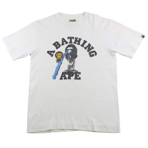 T-shirt Bape Baby Milo blanc avec logo universitaire en cascade