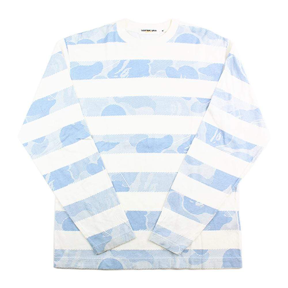 Bape Blue ABC Camo Stripe White LS - SaruGeneral