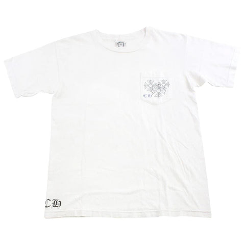 T-shirt blanc à poche cercle bleu Chrome Hearts