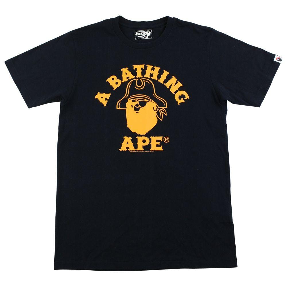 Bape orange Pirate Store College Logo Tee Black - SARUUK