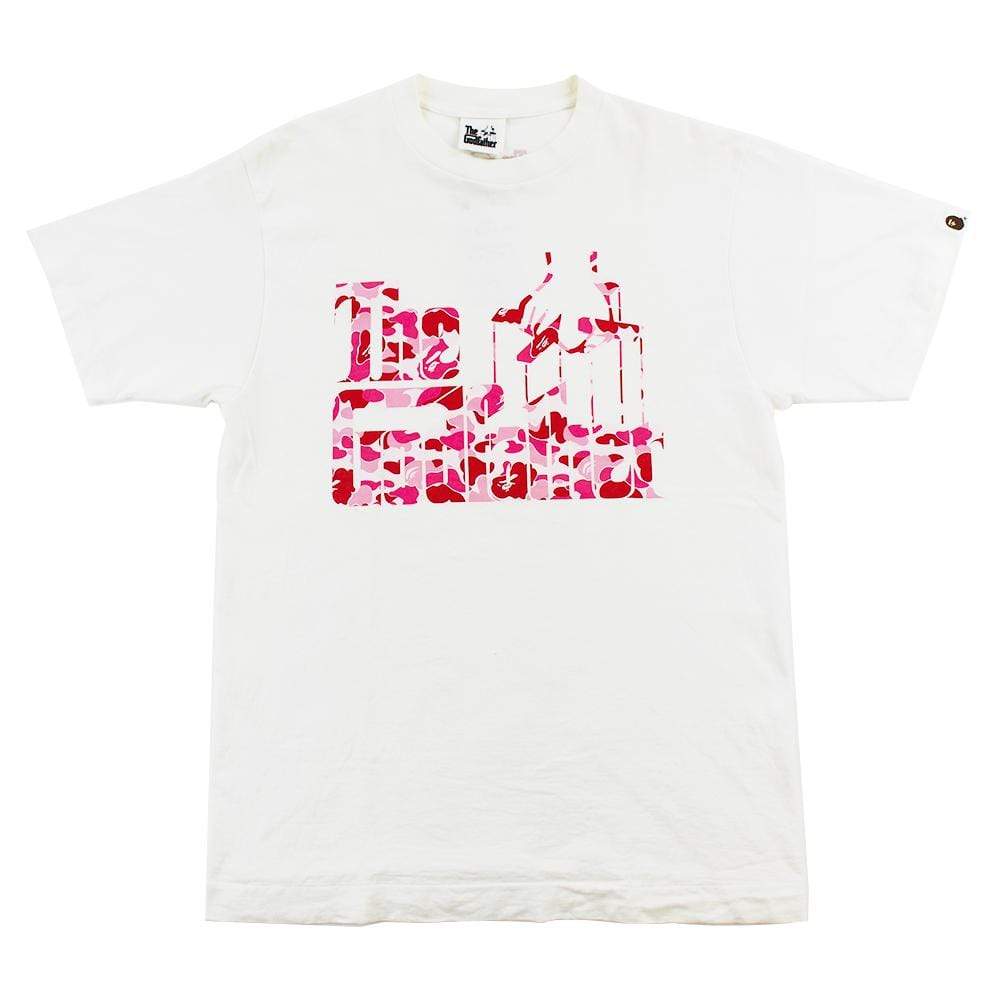 Bape x The Godfather Pink Camo Logo Tee White - SaruGeneral