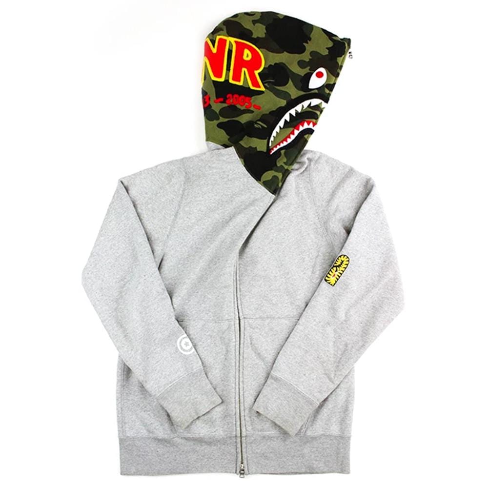 Bape 1st Green Camo Shark Face Hoodie Grey - SaruGeneral