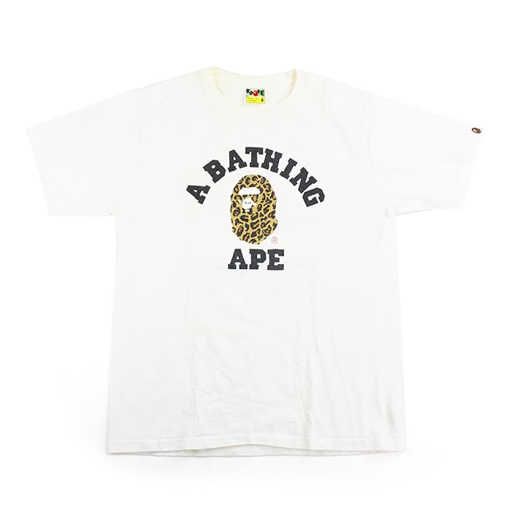 Bape Leopard Print College Logo Tee White - SaruGeneral
