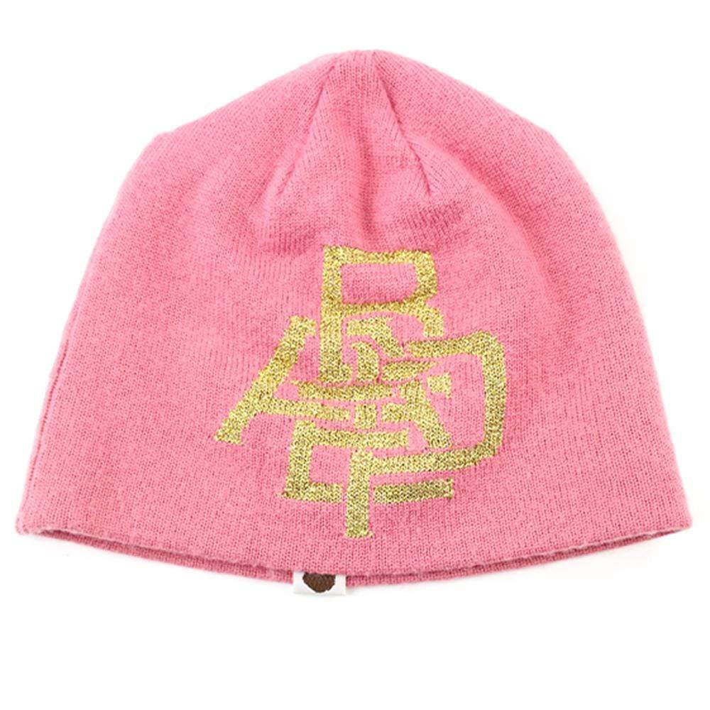 Bape gold text Pink Beanie - SaruGeneral