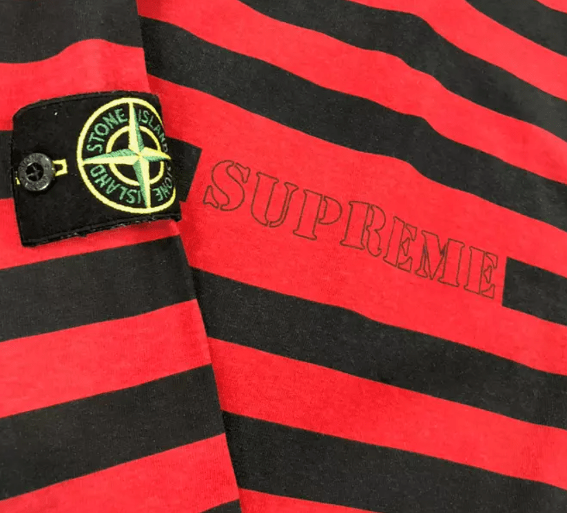 supreme x stone island stripe ls red 2016 - SaruGeneral